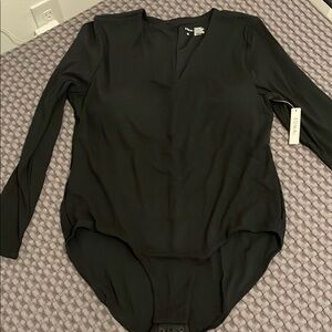 Soma Black Long-Sleeve V-Neck Bodysuit